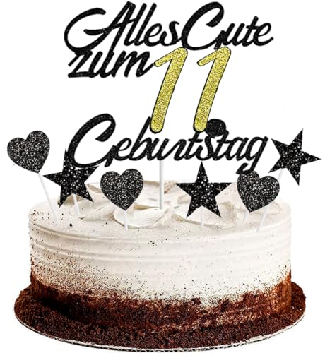 Conruich Tortendeko 11. Geburtstag Jungen, Kuchendeko Happy 11th Birthday Schwarz, Glitzer Kuchen Topper 11. Alles Gute Geburtstag Ballons Konfetti für 11 Jahre Geburtstagstorte Deko Junge Mädchen Conruich Tortendeko 11. Geburtstag Jungen, Kuchendeko Happy 11th Birthday Schwarz, Glitzer Kuchen Topper 11. Alles Gute Geburtstag Ballons Konfetti für 11 Jahre Geburtstagstorte Deko Junge Mädchen von Conruich