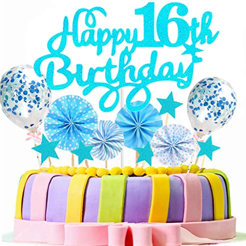 Conruich Tortendeko 16. Geburtstag Junge mädchen, Kuchen Topper Happy 16th Birthday, Kuchendeko 16. Geburtstag Jungen, Cake Topper Geburtstag Ballon Konfetti für Geburtstagstorte Deko 16 Jahre mädchen Conruich Tortendeko 16. Geburtstag Junge mädchen, Kuchen Topper Happy 16th Birthday, Kuchendeko 16. Geburtstag Jungen, Cake Topper Geburtstag Ballon Konfetti für Geburtstagstorte Deko 16 Jahre mädchen von Conruich