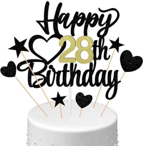 Conruich Tortendeko Happy Birthday Cake Topper 28. Geburtstag Mann Frau, Kuchendeko Happy 28th Birthday, Kuchen Topper 28. Geburtstag Ballons Konfetti für Geburtstagstorte Deko 28 Jahre Frauen Männer Conruich Tortendeko Happy Birthday Cake Topper 28. Geburtstag Mann Frau, Kuchendeko Happy 28th Birthday, Kuchen Topper 28. Geburtstag Ballons Konfetti für Geburtstagstorte Deko 28 Jahre Frauen Männer von Conruich