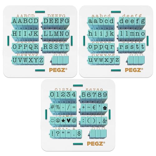 Pegz Clickable Alphabet-Stempel, amerikanische Schreibmaschine, Großbuchstaben, Kleinbuchstaben, Zahlen und Symbole, mittlere Größe, 117 Stück, mit Organizer Pegz Clickable Alphabet-Stempel, amerikanische Schreibmaschine, Großbuchstaben, Kleinbuchstaben, Zahlen und Symbole, mittlere Größe, 117 Stück, mit Organizer von Contact Crafts