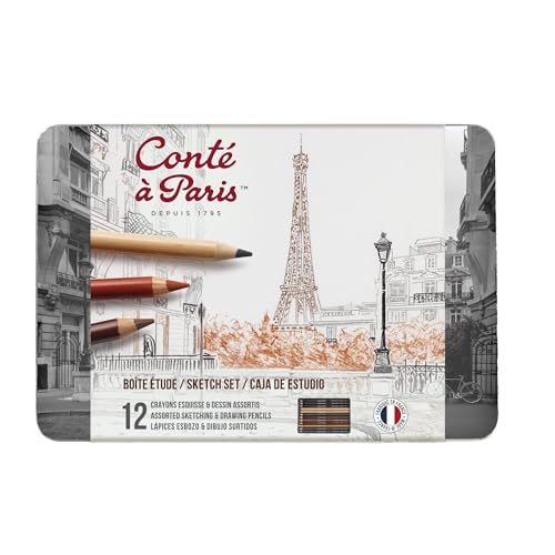 Conté a Paris 2186 Skizzenstifte in Künstlerqualität für kontrastreiches und flächiges Zeichnen, Schreiben und Skizzieren - Skizzenset von Conté à Paris