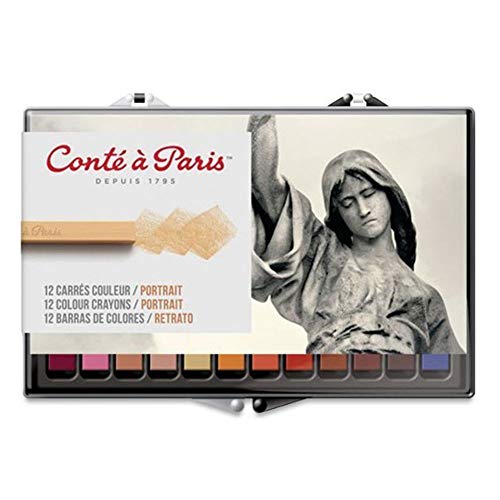 Conté a Paris 50129, 12 farbige Carré Kreiden, Pastellkreiden in Vierkantform für Portait von Conté à Paris