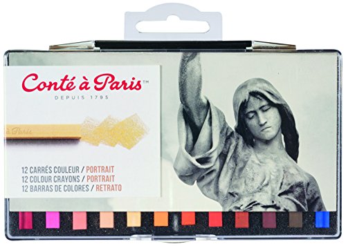 Conté a Paris 50245, 12 farbige Carré Kreiden, Pastellkreiden in Vierkantform für Portait von Conté à Paris