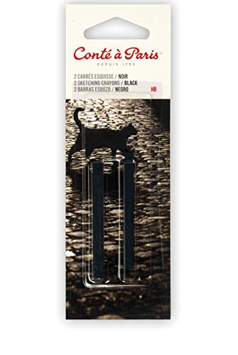 Conté a Paris 750403 Carré Skizzen Kreiden mit hoher Lichtechtheit aus hochwertigen Pigmente für Skizzen, Zeichnungen und Portraits - 2er Set Carré Schwarz HB von Conté à Paris