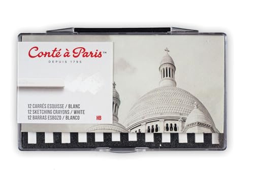 Conté à Paris Carré Crayons Pastellstifte, Pastellkreide, weiß, 12 Stück (1er Pack) von Conté à Paris