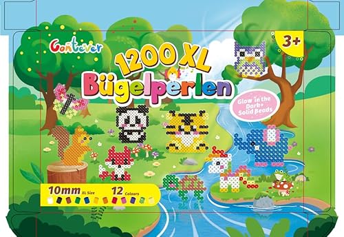 10mm Bügelperlen Set, 1200 Stück Große Bügelperlen, 12 Farben XL Steckperlen mit Platten, 12 Muster and Bügelpapier, Kreatives Perlenset zum Basteln Handwerk für Kinder ab 3 Jahren 10mm Bügelperlen Set, 1200 Stück Große Bügelperlen, 12 Farben XL Steckperlen mit Platten, 12 Muster and Bügelpapier, Kreatives Perlenset zum Basteln Handwerk für Kinder ab 3 Jahren von Contever
