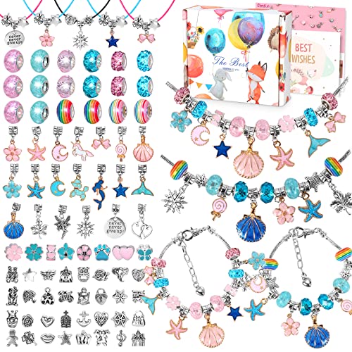 Charm Armband Kit, Bastelset Mädchen Geschenke für Mädchen Schmuck Armband Basteln Mädchen Armbänder Selber Kinder Schmuckbastelsets Weihnachten DIY Set Geschenk Mädchen 4 5 6 7 8 9 10 11 12 Jahre von Contever