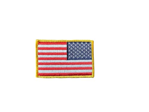 Continental Liberty Taktischer USA-Flaggenaufnäher, offizieller Militär-Goldrand, vorwärts und rückwärts, Klettverschluss, authentische Farben, mehrere Größen (2 x 3, 3 x 5) (2 x 3 umgekehrt) von Continental Liberty