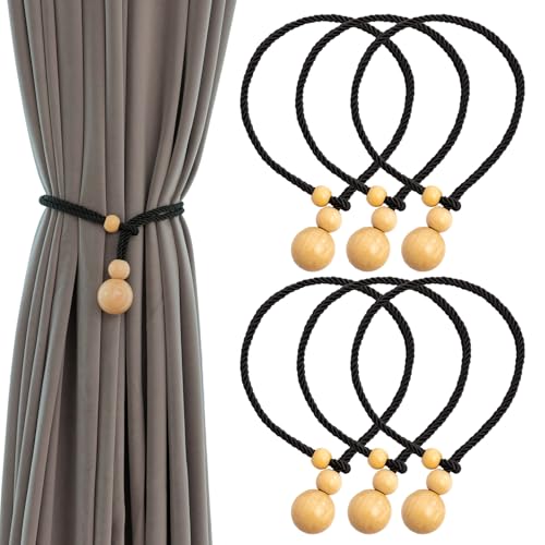 Contoeey Elegante Vorhang-Raffhalter, natürliche Vorhangbänder, Fensterbehandlung, Holzkugeln, schwarz, 6 Stück Contoeey Elegante Vorhang-Raffhalter, natürliche Vorhangbänder, Fensterbehandlung, Holzkugeln, schwarz, 6 Stück von Contoeey