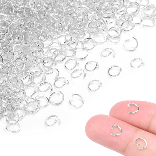 400 Stück 400 Stück silberfarbene kleine Biegeringe für Schmuckherstellung, offener Bindering, Metall-Schmuckzubehör für Armbänder, Halsketten, Ohrringe, Schlüsselanhänger, Verbindungsstücke von CooBigo
