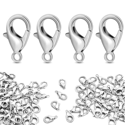 CooBigo Kleine Karabinerverschlüsse für Halskettenverbinder, 12 mm, Metall-Karabiner-Clip für Armbänder, Verschlüsse, Mini-Schlüsselanhänger, Charm, DIY-Schmuckherstellung, Zubehör, 120 Stück (Silber) CooBigo Kleine Karabinerverschlüsse für Halskettenverbinder, 12 mm, Metall-Karabiner-Clip für Armbänder, Verschlüsse, Mini-Schlüsselanhänger, Charm, DIY-Schmuckherstellung, Zubehör, 120 Stück (Silber) von CooBigo