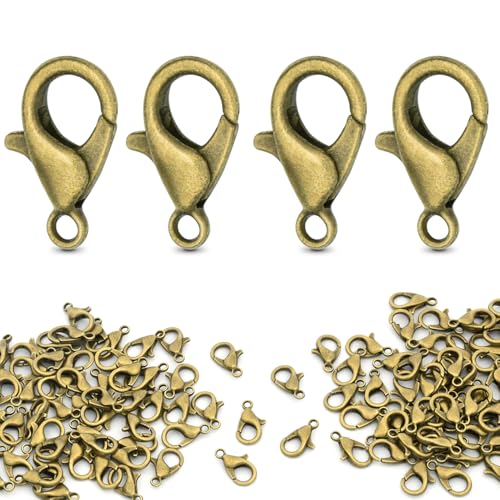 CooBigo Kleine Karabinerverschlüsse für Halskettenverbinder, 12 mm, Metall-Karabiner-Clip für Armbänder, Verschlüsse, Mini-Schlüsselanhänger, Charm, DIY-Schmuckherstellung, Zubehör, 120 Stück (Bronze) CooBigo Kleine Karabinerverschlüsse für Halskettenverbinder, 12 mm, Metall-Karabiner-Clip für Armbänder, Verschlüsse, Mini-Schlüsselanhänger, Charm, DIY-Schmuckherstellung, Zubehör, 120 Stück (Bronze) von CooBigo