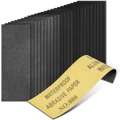 Schleifpapier, Körnung 800, 22,9 x 9,1 cm, Schleifpapier für Metall, Holz, Möbel, Auto und Handwerk, 20 Stück von CooBigo