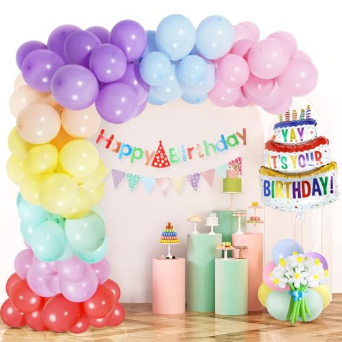 100 Stück Pastell Luftballons Pastellfarben Regenbogen Latex Ballons Girlande Geburtstagsdeko Mädchen Baby Shower Jubiläum Dekoration von CooTooLa