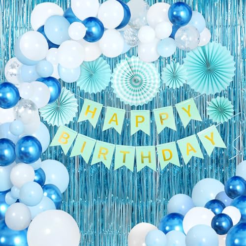 Blau Luftballon Girlande Set,105 Stück Blau Weiß Party Ballon mit Konfetti Ballons Geburtstag Deko Blau für Geburtstag Babyparty Hochzeit Baby Shower Deko von CooTooLa