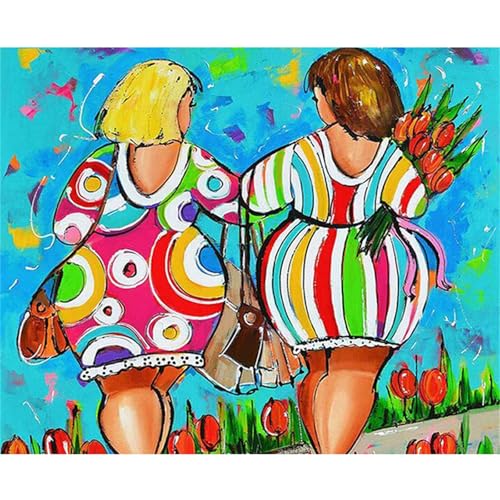 Malen Nach Zahlen Erwachsene Cartoon-dicke Frau Malen Nach Zahlen Kits,mit Pinseln und Acrylfarben DIY Leinwand Ölgemälde Kunst für Heimdekoration (Rahmenlos 30x40cm) von Cooiiye