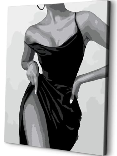 Sexy Frau im schwarzen Kleid Malen Nach Zahlen Erwachsene DIY Rahmenlos Handgemalt Ölgemälde Leinwand Kits mit Pinsels und Acrylfarbe Pigment Paint by Numbers für Home Wand Decor Geschenk 30x40cm Sexy Frau im schwarzen Kleid Malen Nach Zahlen Erwachsene DIY Rahmenlos Handgemalt Ölgemälde Leinwand Kits mit Pinsels und Acrylfarbe Pigment Paint by Numbers für Home Wand Decor Geschenk 30x40cm von Cooiiye