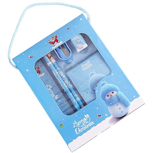 CookeryCove 6-teiliges Schreibwaren-Set für Kinder, inklusive Bleistifte und Zubehör, für Kindergarten, Urlaub, Party, Urlaub, Geschenk und Klassenzimmer (Arktis-Blau) von CookeryCove
