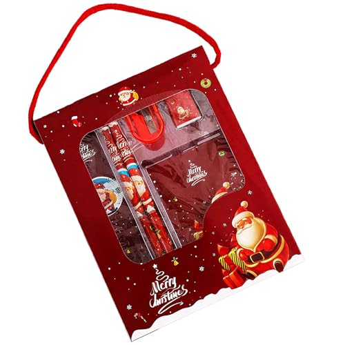 CookeryCove 6-teiliges Schreibwaren-Set für Kinder – inklusive Bleistifte und Zubehör, für Kindergarten, Feiertage, Partydekoration, Urlaubsgeschenk und Klassenzimmer (Candy Red) von CookeryCove