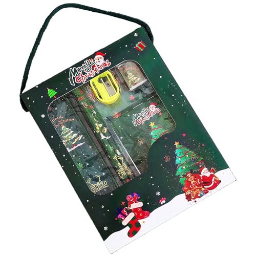 CookeryCove 6-teiliges Schreibwaren-Set für Kinder – inklusive Bleistifte und Zubehör, für Kindergarten, Feiertage, Partydekoration, Urlaubsgeschenk und Klassenzimmer (Waldgrün) von CookeryCove