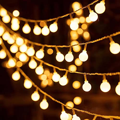FPEAOB Lichterkette 10 Meter 80 LED Globe Lichterkette Warmweiß für Weihnachten, Hochzeit, Party, Zuhause sowie Garten, Balkon, Terrasse, Fenster, Treppe, Bar, etc von FPEAOB