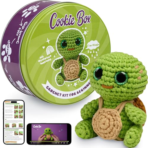 Cookie Box Häkeln-Kit für Anfänger - Lerne, Amigurumi Plüschtiere zu Häkeln - Geschenk für Kinder (ab 12) & Erwachsene - Anfängerfreundliches Garn mit Video-Tutorial - Hugo von Cookie Box
