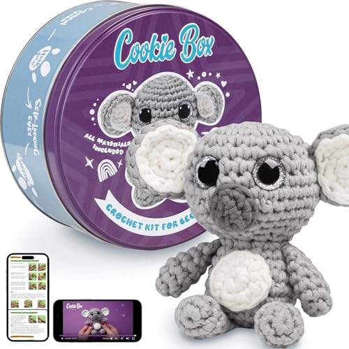 Cookie Box Häkeln-Kit für Anfänger - Lerne, Amigurumi Plüschtiere zu Häkeln - Geschenk für Kinder (ab 12) & Erwachsene - Anfängerfreundliches Garn mit Video-Tutorial - Koala von Cookie Box