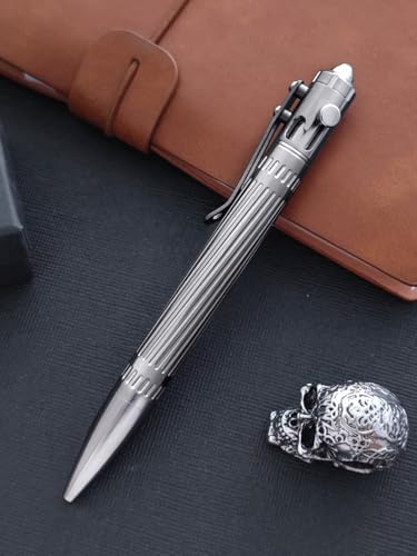 Cool Hand Kugelschreiber aus Titanlegierung, nachfüllbar, für Büro, Business, tiefer Taschenclip, mit einer Mine, 13 cm (5,35 Zoll), Silberfarben von Cool Hand