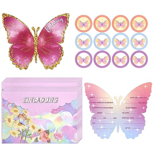 Coolon Schmetterling Einladungskarten Kindergeburtstag Mädchen und Party Schmetterling Einladungskarten mit Aufklebern und Umschlägen Hochwertige Partyeinladungen Einladungen -12 Stück Coolon Schmetterling Einladungskarten Kindergeburtstag Mädchen und Party Schmetterling Einladungskarten mit Aufklebern und Umschlägen Hochwertige Partyeinladungen Einladungen -12 Stück von Coolon