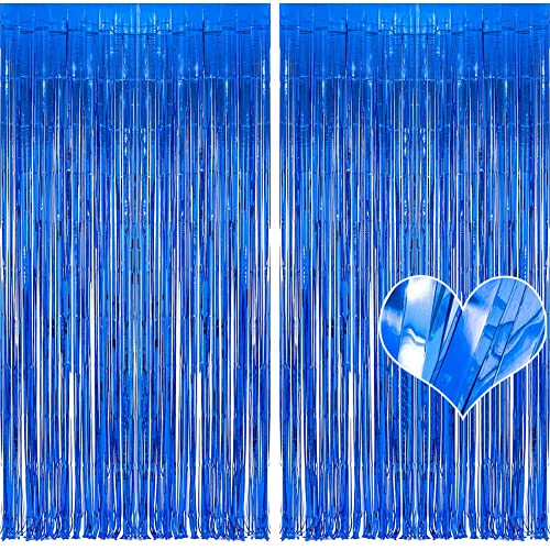 Folien-Fransenvorhang, 91 x 200 cm, Metallic-Lametta-Hintergrund, Luftschlangen für Party, Geburtstag, Hochzeit, Abschlussfeier, Dekoration, Blau, 2 Stück Folien-Fransenvorhang, 91 x 200 cm, Metallic-Lametta-Hintergrund, Luftschlangen für Party, Geburtstag, Hochzeit, Abschlussfeier, Dekoration, Blau, 2 Stück von Coolon