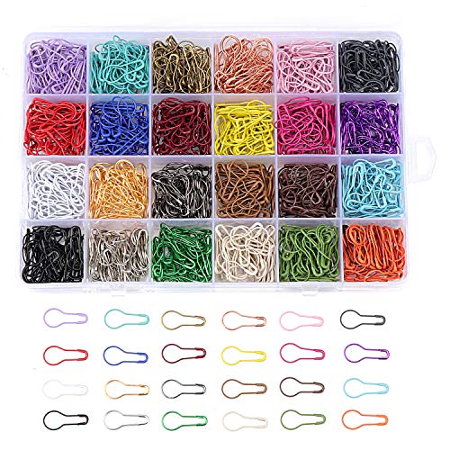 Coolty 1200 Stück Sicherheitsnadeln, Calabash Pin, Birne Pins, Kürbis Pins mit Aufbewahrungsbox für Stricken Maschenmarkierer DIY Fertigkeit Herstellung, 24 Farben von Coolty