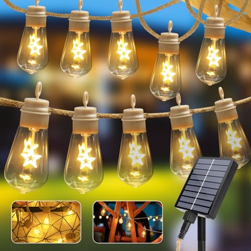 Coomoors Solar Lichterkette Aussen 10 Glühbirnen, 5M Solarlichterkette Außen Wetterfest IP65, 8 Modes Gartenbeleuchtung Solar Außen für Garten, Terrasse, Balkon, Partys (Warmweiß) von Coomoors