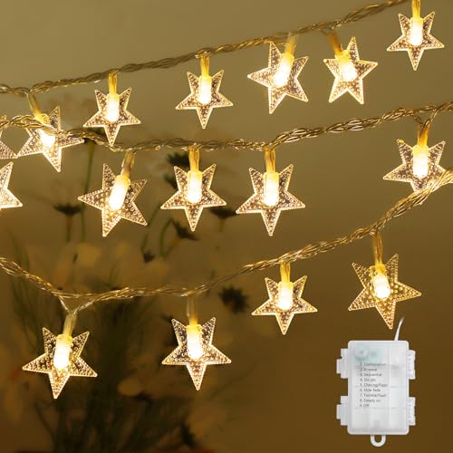Coomoors Sterne Lichterkette LED Lichterkette Sterne Batterie Sterne Warmweiß Lichterkette 8 Modi Wasserdicht Außen lichterkette innen für Ramadan Deko Zimmer Party Garten DIY Deko Coomoors Sterne Lichterkette LED Lichterkette Sterne Batterie Sterne Warmweiß Lichterkette 8 Modi Wasserdicht Außen lichterkette innen für Ramadan Deko Zimmer Party Garten DIY Deko von Coomoors