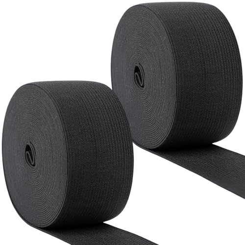 Coopay 11 Yards Elastic for Sewing, Elastic Band Knit Spool High Elasticity 1.5 Inch in Widthth, 2 Rolls for Sewing Waistband Clothes Pants Dress Belt Arts or Crafts DIY, 5.5 Yard/Roll (Black) von Coopay