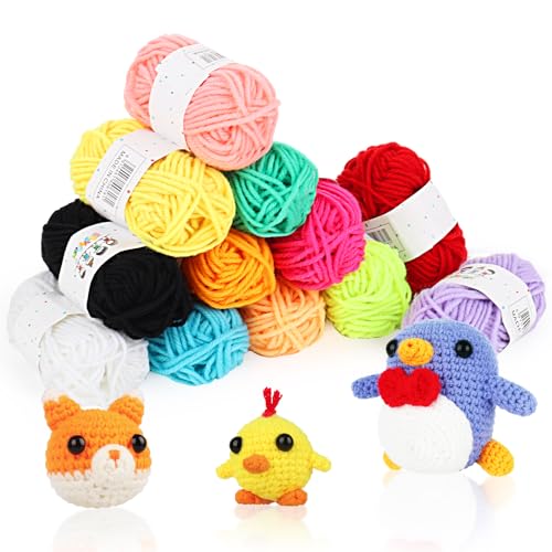 Coopay Wolle zum Häkeln, 12 Farben Wolle zum Stricken für Anfänger, 10g Bunt Amigurumi Wolle, Geeignet für Häkelnadel 2-4mm, Häkelgarn für Häkeln Stricken und Handwerk, Gutes Gift für Stricker&Häkler Coopay Wolle zum Häkeln, 12 Farben Wolle zum Stricken für Anfänger, 10g Bunt Amigurumi Wolle, Geeignet für Häkelnadel 2-4mm, Häkelgarn für Häkeln Stricken und Handwerk, Gutes Gift für Stricker&Häkler von Coopay