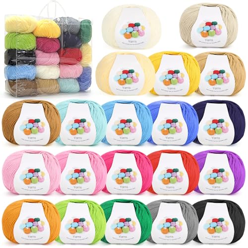 Coopay 20 Farben Wolle zum Häkeln, Häkelgarn Set 900g, Wolle zum Stricken, Weich Häkelgarn aus Acrylic und Baumwolle zum Häkeln, 4 Faiding, Häkelwolle für Babykleidung, Schal, Puppe, Granny Square Coopay 20 Farben Wolle zum Häkeln, Häkelgarn Set 900g, Wolle zum Stricken, Weich Häkelgarn aus Acrylic und Baumwolle zum Häkeln, 4 Faiding, Häkelwolle für Babykleidung, Schal, Puppe, Granny Square von Coopay