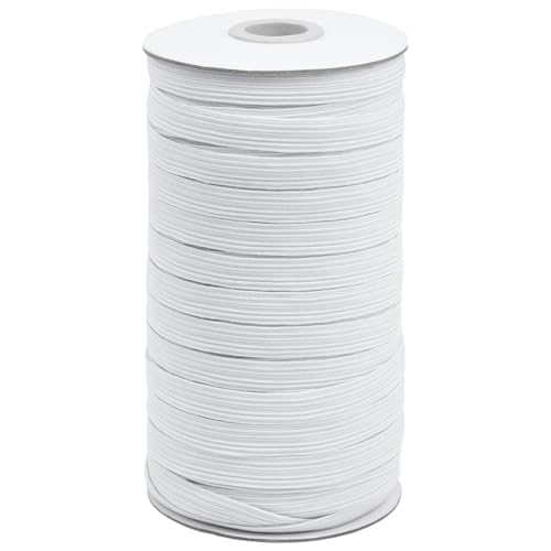 Coopay 60 Meter Länge, 0,95 cm Breite, elastische Bänder, flaches elastisches Kordelseil, schwere Stretch-Spule, Stricken zum Nähen von DIY-Projekten, Kunst und Handwerk (weiß, 0,95 cm) von Coopay