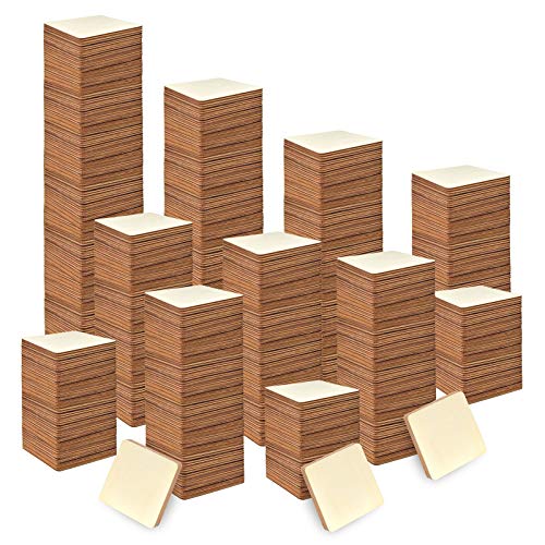 Coopay 600 Stück unlackierte Holzscheiben aus Naturholz für Bastelarbeiten, Malerei, Hochzeit und Heimdekoration, 2,5 cm (quadratisch) von Coopay