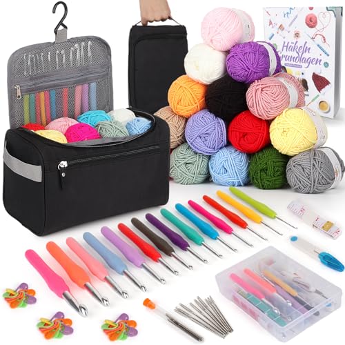 Coopay 73 Stück Häkelset für Anfänger, Tragbar Häkelnadel Set mit 15 Wolle, Tasche, Häkelzubehör, 2,0-10 mm Ergonomische Häkelnadeln mit Lang Weicher Griff, Praktische Häkelnadel Set Geschenk Coopay 73 Stück Häkelset für Anfänger, Tragbar Häkelnadel Set mit 15 Wolle, Tasche, Häkelzubehör, 2,0-10 mm Ergonomische Häkelnadeln mit Lang Weicher Griff, Praktische Häkelnadel Set Geschenk von Coopay