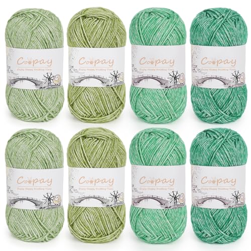Coopay Baumwollgarn zum Häkeln und Stricken, 10 Stück, 50 g, 78 % Baumwolle, 22 % Acryl, Anfängerfreundlich, grünes Baumwollmischgarn für Puppen, Schals, Oma-Quadrate und Baby-Projekt Coopay Baumwollgarn zum Häkeln und Stricken, 10 Stück, 50 g, 78 % Baumwolle, 22 % Acryl, Anfängerfreundlich, grünes Baumwollmischgarn für Puppen, Schals, Oma-Quadrate und Baby-Projekt von Coopay