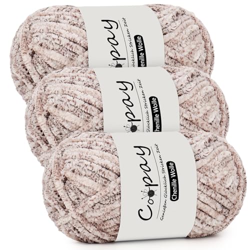 Coopay Chenille Wolle zum Häkeln, 3x100g Samtig Chenillegarn, Dicke Flauschige Weich Chenille Garn, Chenille Wolle, Weicher Plüschwolle Häkelgarn für Decken, Schals - Rosa und Schwarz Coopay Chenille Wolle zum Häkeln, 3x100g Samtig Chenillegarn, Dicke Flauschige Weich Chenille Garn, Chenille Wolle, Weicher Plüschwolle Häkelgarn für Decken, Schals - Rosa und Schwarz von Coopay