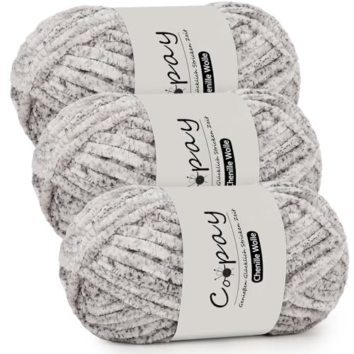 Coopay Chenille Wolle zum Häkeln, 3x100g Samtig Chenillegarn, Dicke Flauschige Weich Chenille Garn, Chenille Wolle, Weicher Plüschwolle Häkelgarn für Decken, Schals - Wasser und Tintenreim Coopay Chenille Wolle zum Häkeln, 3x100g Samtig Chenillegarn, Dicke Flauschige Weich Chenille Garn, Chenille Wolle, Weicher Plüschwolle Häkelgarn für Decken, Schals - Wasser und Tintenreim von Coopay