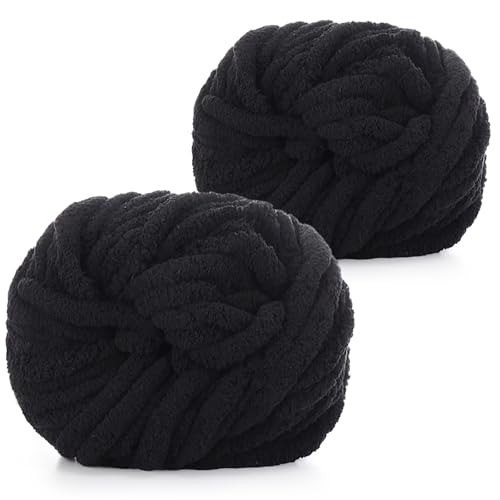 Coopay Dicke Wolle zum Häkeln, 2x240g Weiches Armstricken Wolle zum Handstricken, Soft Chunky Wolle zum Stricken, Sperrige Armstricken Wolle, xxl Wolle für Decken, Kissen, Haustier Nest - Schwarz Coopay Dicke Wolle zum Häkeln, 2x240g Weiches Armstricken Wolle zum Handstricken, Soft Chunky Wolle zum Stricken, Sperrige Armstricken Wolle, xxl Wolle für Decken, Kissen, Haustier Nest - Schwarz von Coopay