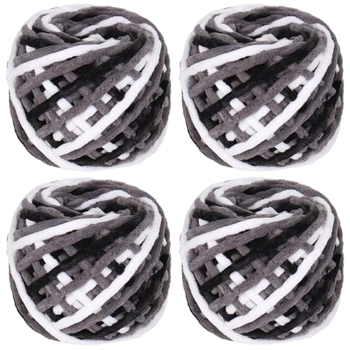 Coopay Chunky Wolle zum Häkeln, 4 x 90g Dicke Wolle zum Stricken Dickes Garn, Plüschgarn Wolle zum Stricken, Weich Wolle Dickes Garn Flauschig für Decken, Schals, Puppen, Samtig Plüschwolle - Grizzly Coopay Chunky Wolle zum Häkeln, 4 x 90g Dicke Wolle zum Stricken Dickes Garn, Plüschgarn Wolle zum Stricken, Weich Wolle Dickes Garn Flauschig für Decken, Schals, Puppen, Samtig Plüschwolle - Grizzly von Coopay