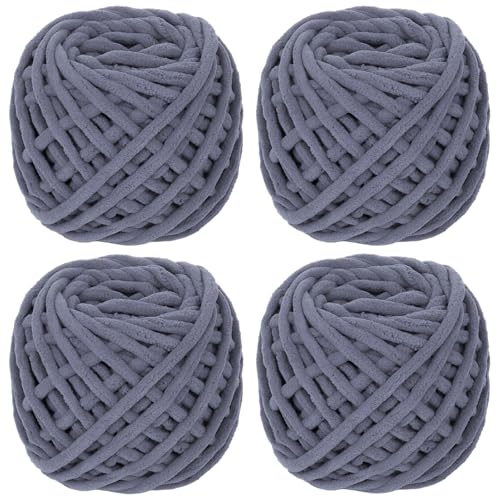 Coopay Chunky Wolle zum Häkeln, 4 x 90g Dicke Wolle zum Stricken Dickes Garn, Plüschgarn Wolle zum Stricken, Weich Wolle Dickes Garn Flauschig für Decken, Schals, Puppen, Samtig Plüschwolle - Hellgrau Coopay Chunky Wolle zum Häkeln, 4 x 90g Dicke Wolle zum Stricken Dickes Garn, Plüschgarn Wolle zum Stricken, Weich Wolle Dickes Garn Flauschig für Decken, Schals, Puppen, Samtig Plüschwolle - Hellgrau von Coopay