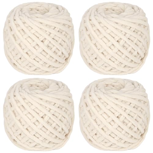 Coopay Chunky Wolle zum Häkeln, 4 x 90g Dicke Wolle zum Stricken Dickes Garn, Plüschgarn Wolle zum Stricken, Weich Wolle Dickes Garn Flauschig für Decken, Schals, Puppen, Samtig Plüschwolle - Beige Coopay Chunky Wolle zum Häkeln, 4 x 90g Dicke Wolle zum Stricken Dickes Garn, Plüschgarn Wolle zum Stricken, Weich Wolle Dickes Garn Flauschig für Decken, Schals, Puppen, Samtig Plüschwolle - Beige von Coopay
