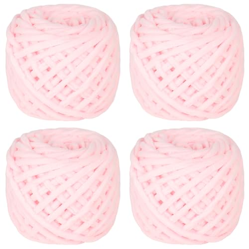 Coopay Chunky Wolle zum Häkeln, 4 x 90g Dicke Wolle zum Stricken Dickes Garn, Plüschgarn Wolle zum Stricken, Weich Wolle Dickes Garn Flauschig für Decken, Schals, Puppen - Hellpink von Coopay