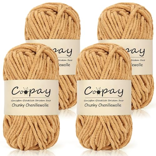Coopay Wolle zum Häkeln,4 x 50g Chunky Wolle zum Häkeln Dickes Garn, Flauschige Dick Wolle zum Handstricken, Khaki Coopay Wolle zum Häkeln,4 x 50g Chunky Wolle zum Häkeln Dickes Garn, Flauschige Dick Wolle zum Handstricken, Khaki von Coopay