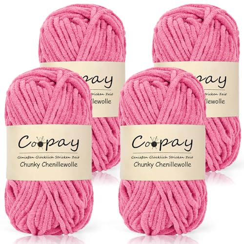 Coopay Wolle zum Häkeln,4 x 50g Chunky Wolle zum Häkeln Dickes Garn, Flauschige Dick Wolle zum Handstricken, Pulver Coopay Wolle zum Häkeln,4 x 50g Chunky Wolle zum Häkeln Dickes Garn, Flauschige Dick Wolle zum Handstricken, Pulver von Coopay