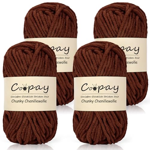 Coopay Wolle zum Häkeln,4 x 50g Chunky Wolle zum Häkeln Dickes Garn, Flauschige Dick Wolle zum Handstricken, Roter Kaffee Coopay Wolle zum Häkeln,4 x 50g Chunky Wolle zum Häkeln Dickes Garn, Flauschige Dick Wolle zum Handstricken, Roter Kaffee von Coopay